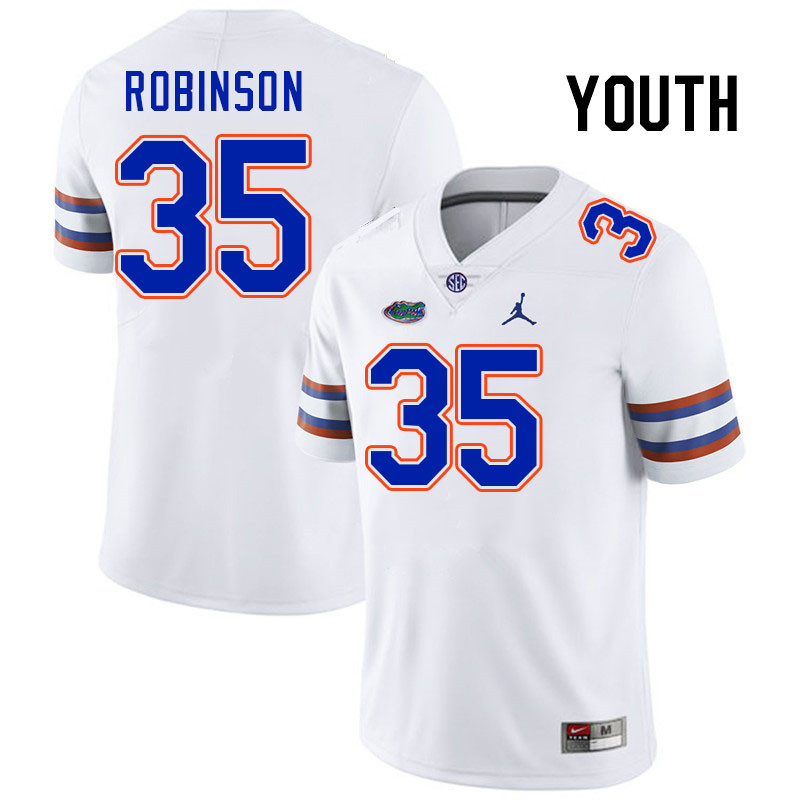 Youth #35 D'Antre Robinson Florida Gators College Football Jerseys Stitched-White